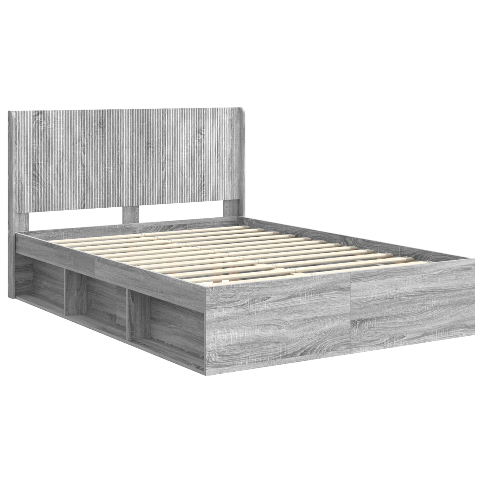 vidaXL Bed Frame with Storage and Headboard Grey Sonoma 120 x 190 cm 4