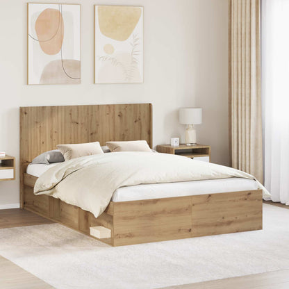vidaXL Bed Frame with Storage and Headboard Artisan Oak 120 x 190 cm 1