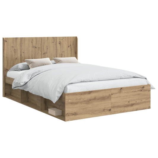 vidaXL Bed Frame with Storage and Headboard Artisan Oak 120 x 190 cm 2