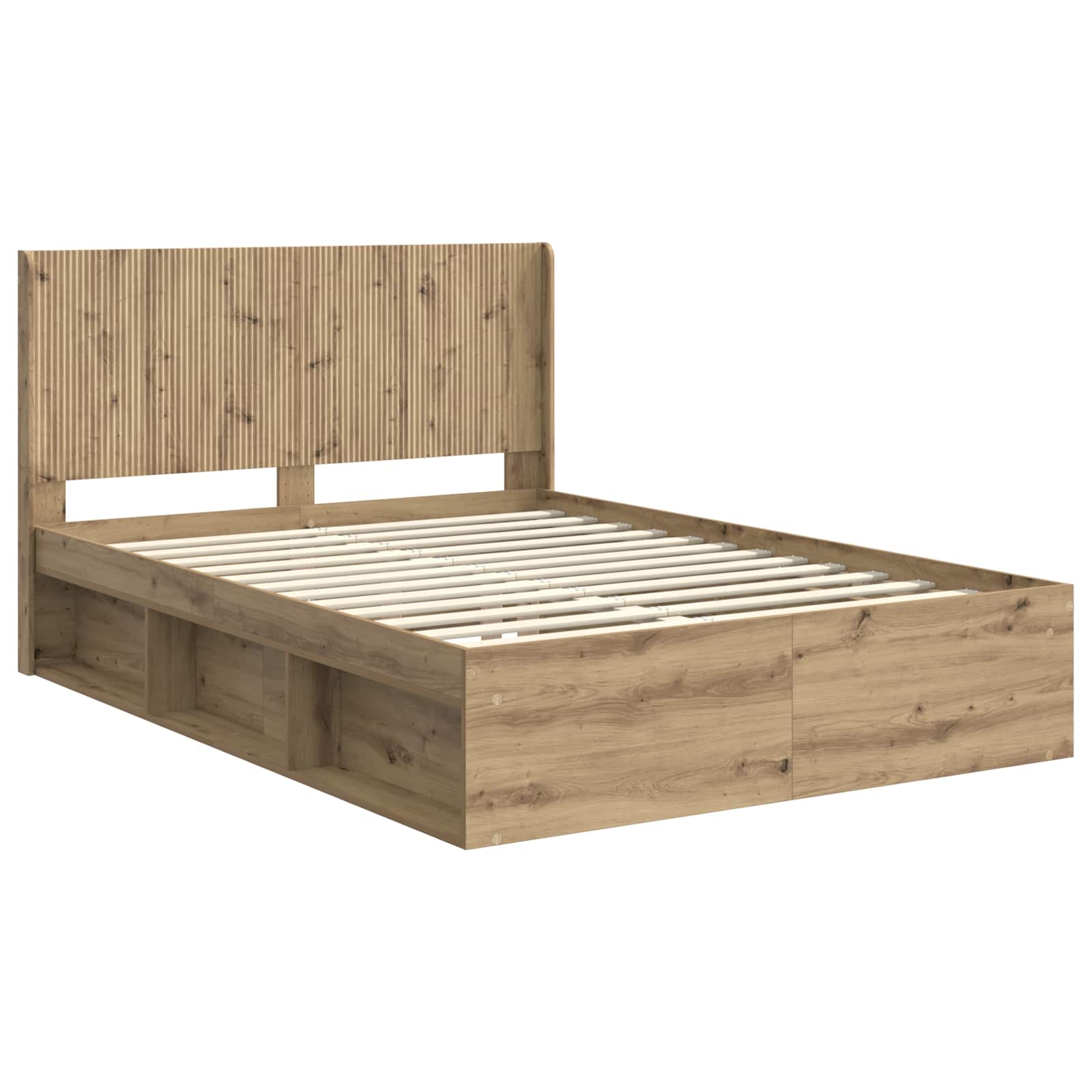 vidaXL Bed Frame with Storage and Headboard Artisan Oak 120 x 190 cm 4