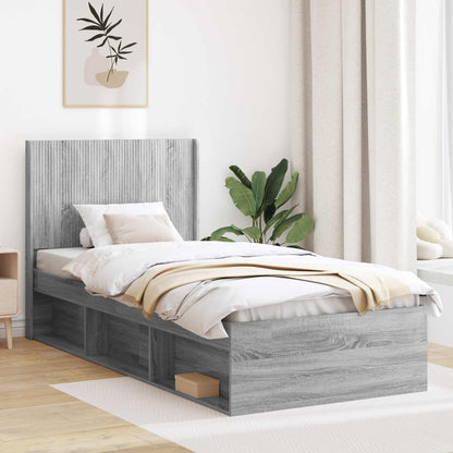 vidaXL Bed Frame with Storage and Headboard Length 200 cm Grey sonoma