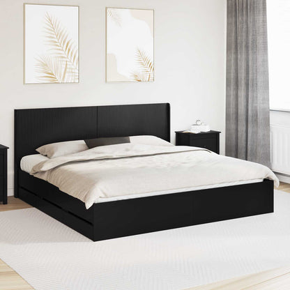 vidaXL Bed Frame with Storage and Headboard Black 200 x 200 cm 1
