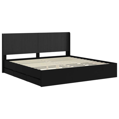 vidaXL Bed Frame with Storage and Headboard Black 200 x 200 cm 4