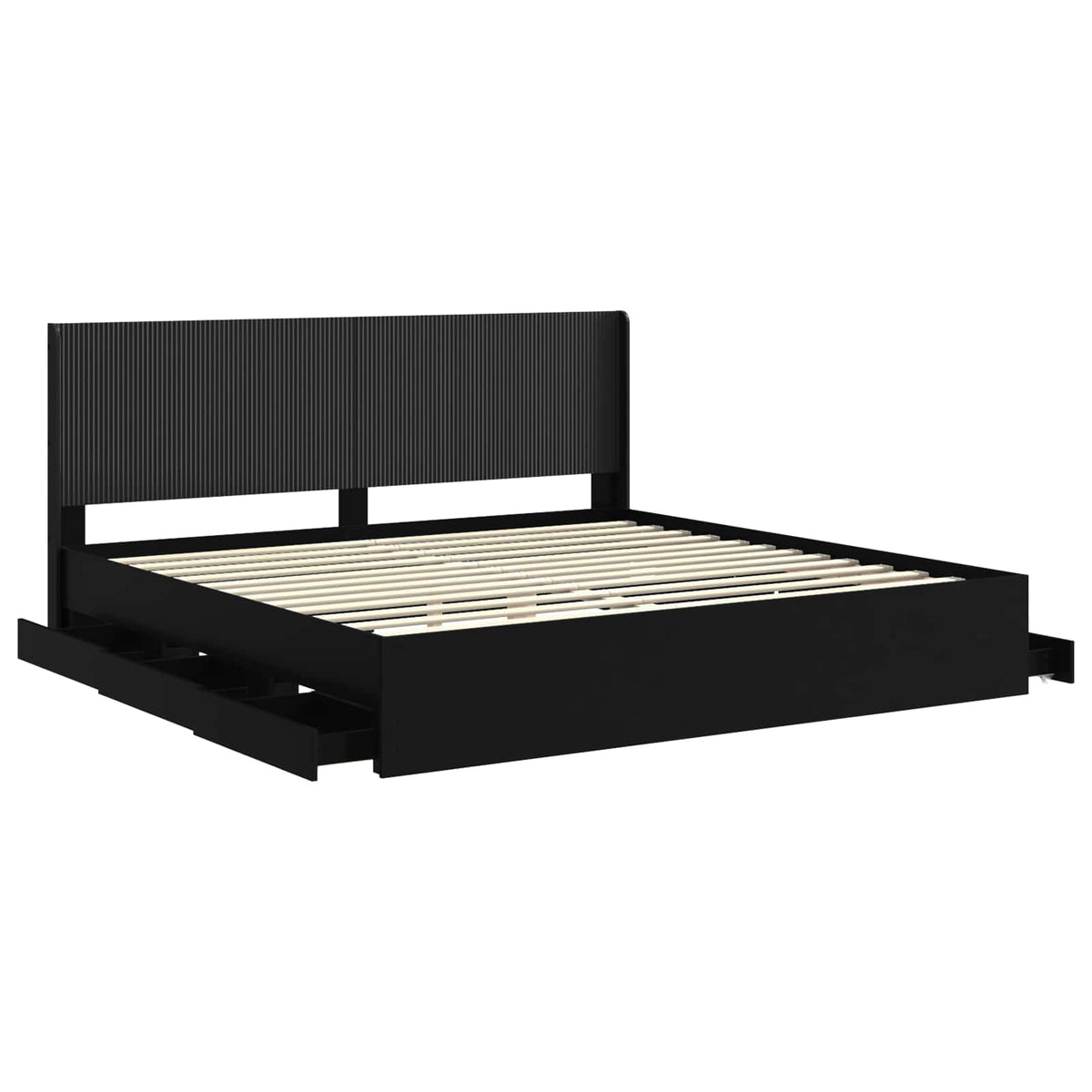 vidaXL Bed Frame with Storage and Headboard Black 200 x 200 cm 5