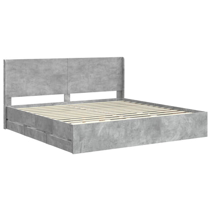 vidaXL Bed Frame with Storage and Headboard Concrete Grey 200 x 200 cm 4