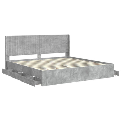 vidaXL Bed Frame with Storage and Headboard Concrete Grey 200 x 200 cm 5