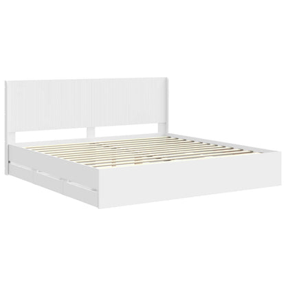 vidaXL Bed Frame with Storage and Headboard White 180 x 200 cm 4