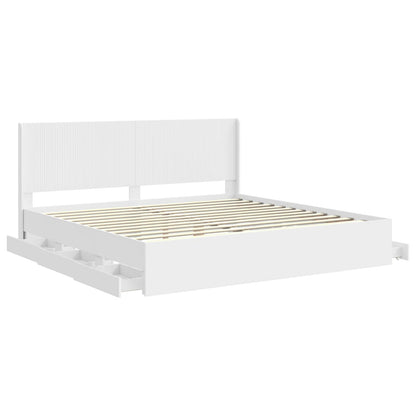 vidaXL Bed Frame with Storage and Headboard White 180 x 200 cm 5