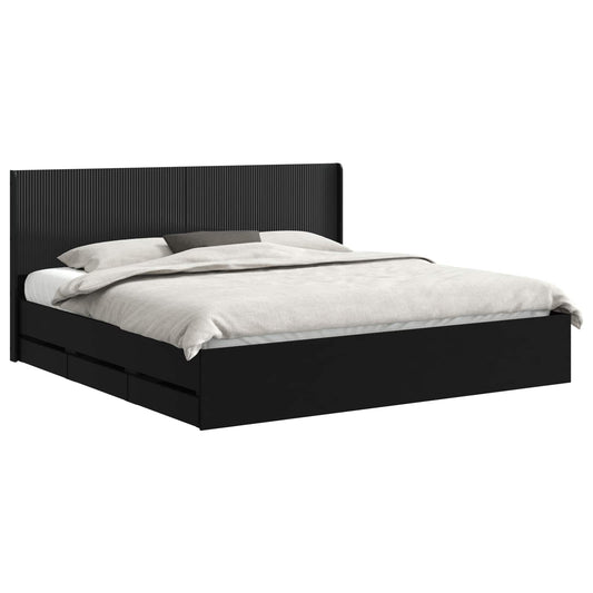 vidaXL Bed Frame with Storage and Headboard Black 180 x 200 cm 2