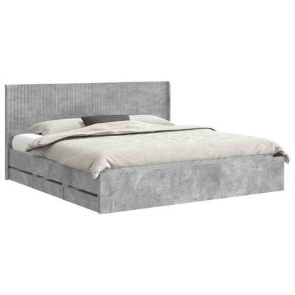 vidaXL Bed Frame with Storage and Headboard Concrete Grey 180 x 200 cm 2