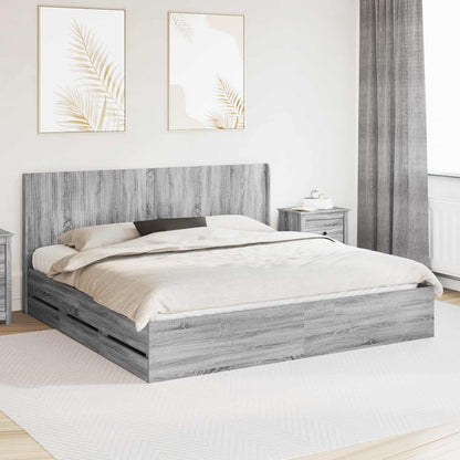 vidaXL Bed Frame with Storage and Headboard Grey Sonoma 180 x 200 cm 1