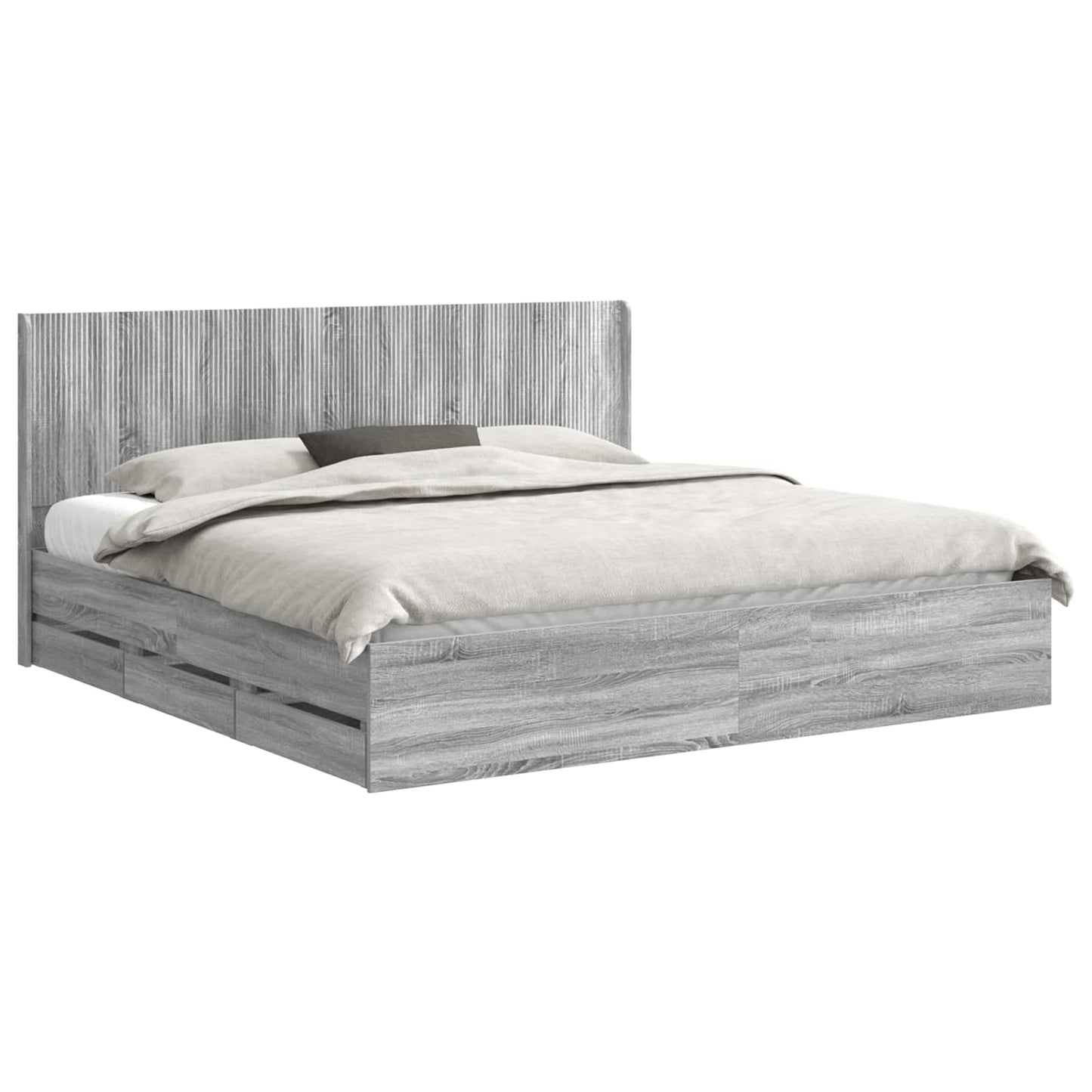 vidaXL Bed Frame with Storage and Headboard Grey Sonoma 180 x 200 cm 2