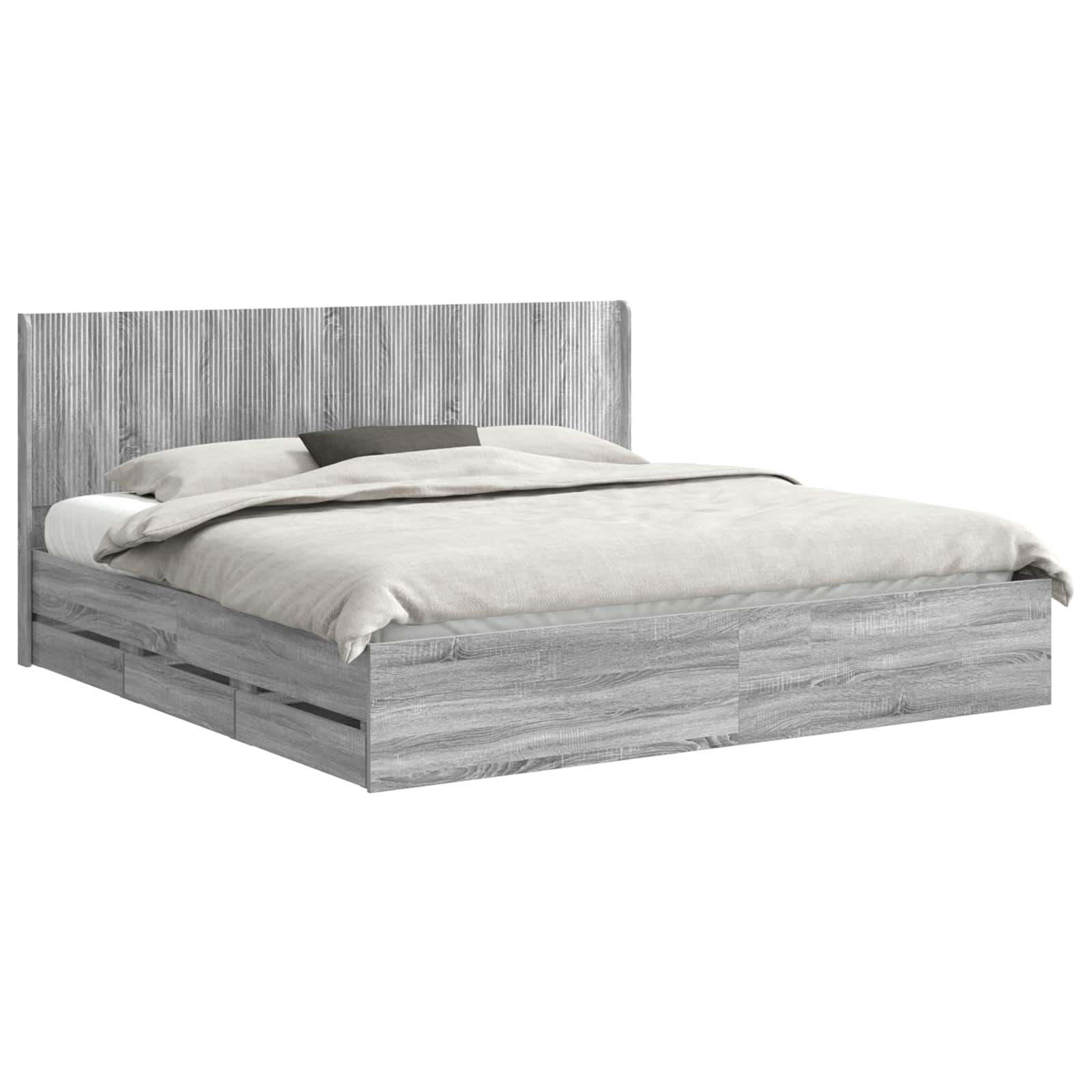 vidaXL Bed Frame with Storage and Headboard Grey Sonoma 180 x 200 cm 2