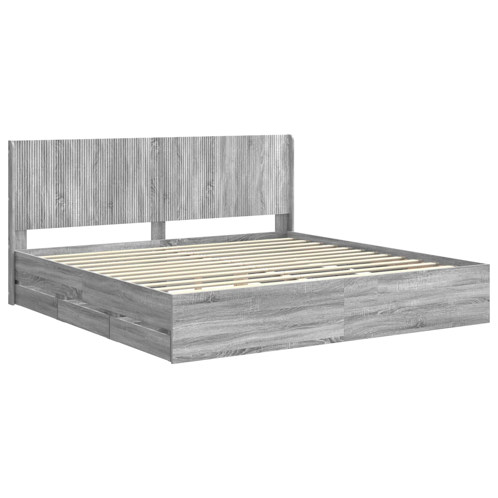 vidaXL Bed Frame with Storage and Headboard Grey Sonoma 180 x 200 cm 4