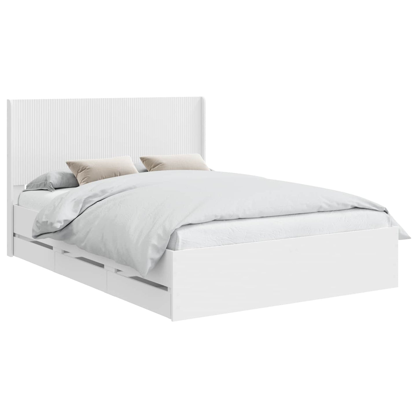 vidaXL Bed Frame with Storage and Headboard White 160 x 200 cm 2