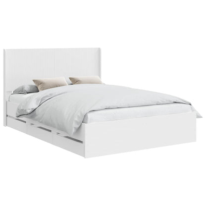 vidaXL Bed Frame with Storage and Headboard White 160 x 200 cm 2
