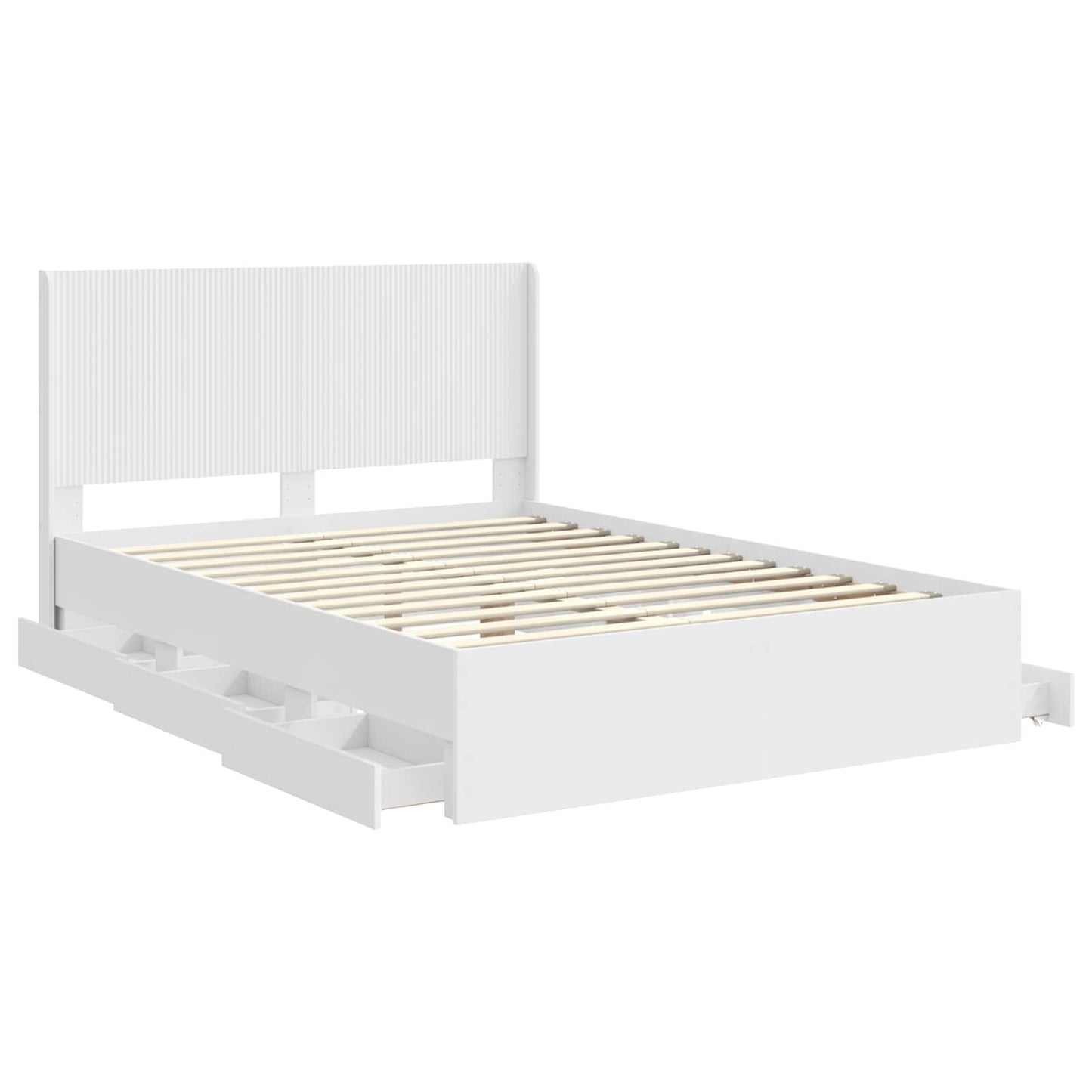 vidaXL Bed Frame with Storage and Headboard White 160 x 200 cm 5