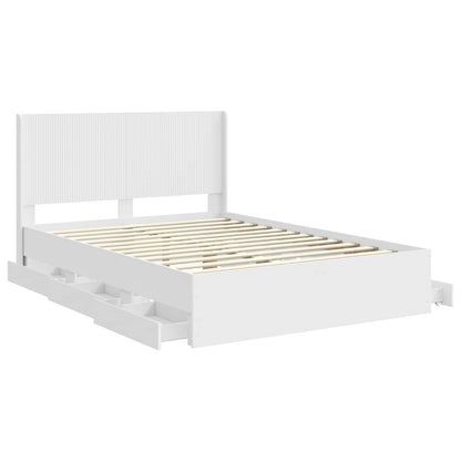 vidaXL Bed Frame with Storage and Headboard White 160 x 200 cm 5