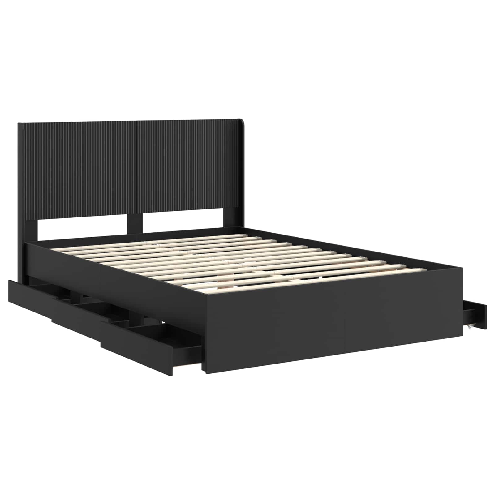 vidaXL Bed Frame with Storage and Headboard Black 160 x 200 cm 5