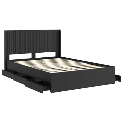 vidaXL Bed Frame with Storage and Headboard Black 160 x 200 cm 5