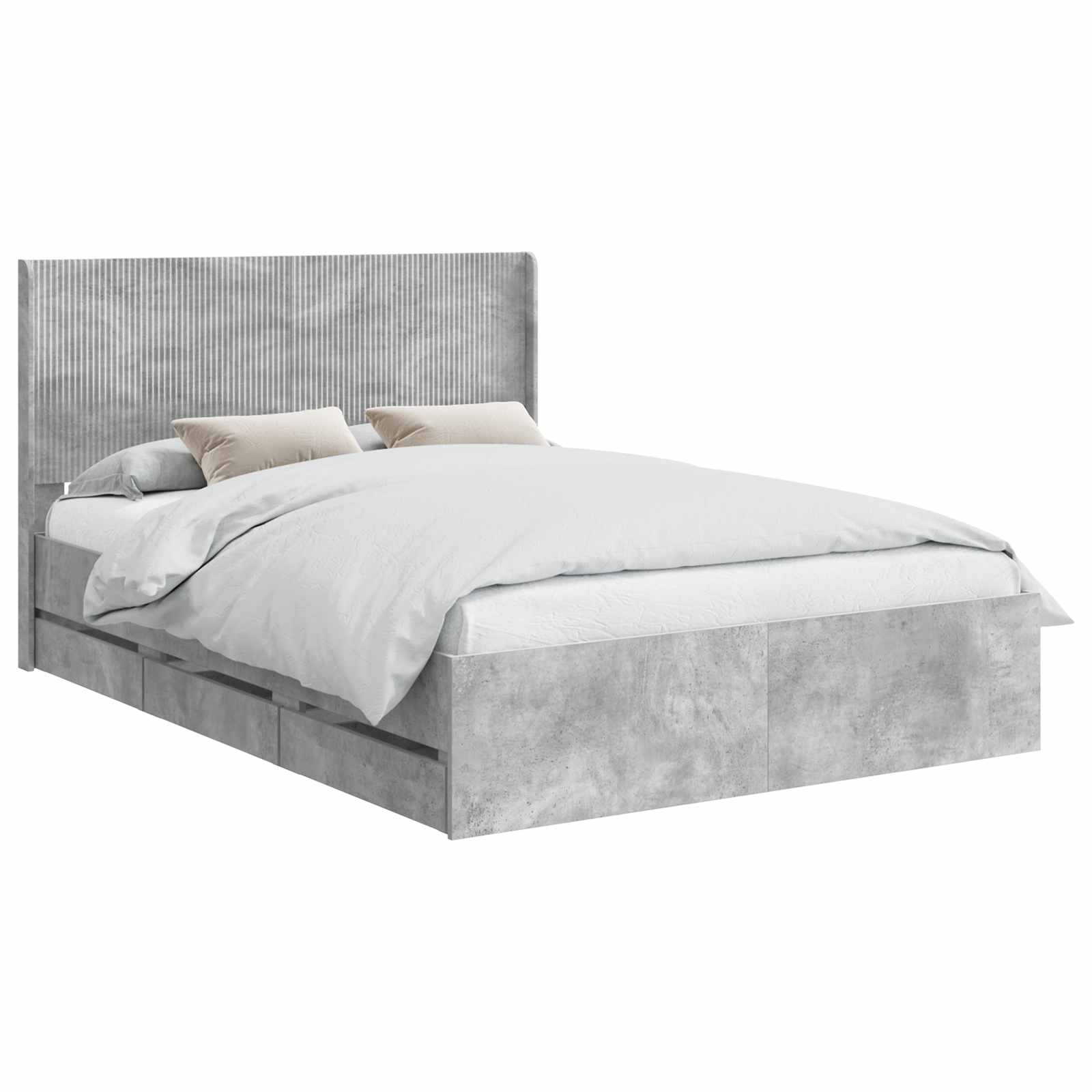 vidaXL Bed Frame with Storage and Headboard Concrete Grey 160 x 200 cm 2