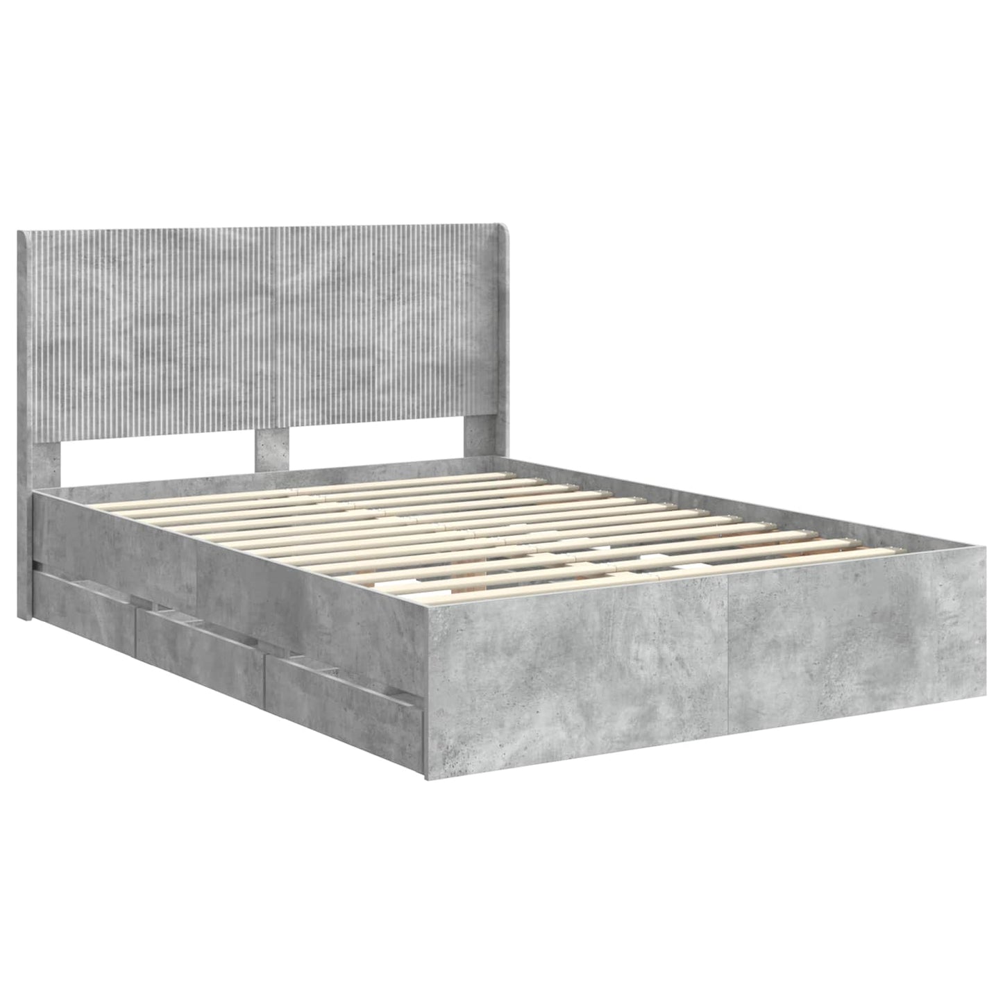 vidaXL Bed Frame with Storage and Headboard Concrete Grey 160 x 200 cm 4