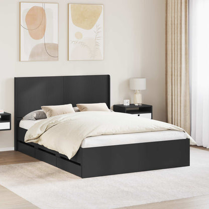 vidaXL Bed Frame with Storage and Headboard Black 150 x 200 cm 1