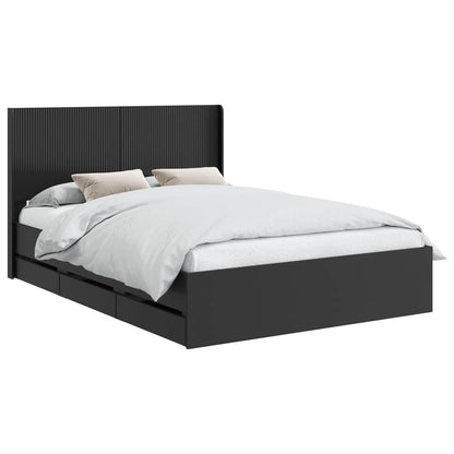 vidaXL Bed Frame with Storage and Headboard Black 150 x 200 cm 2