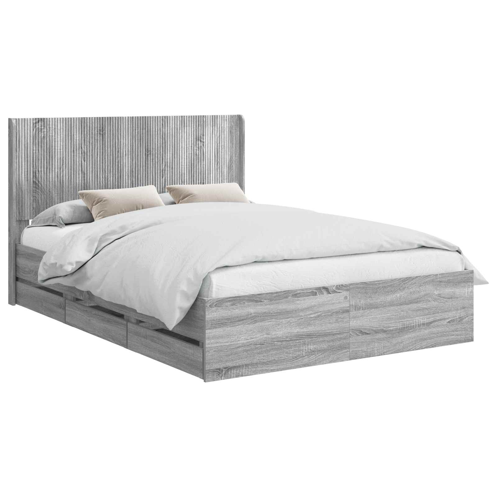 vidaXL Bed Frame with Storage and Headboard Grey Sonoma 150 x 200 cm 2