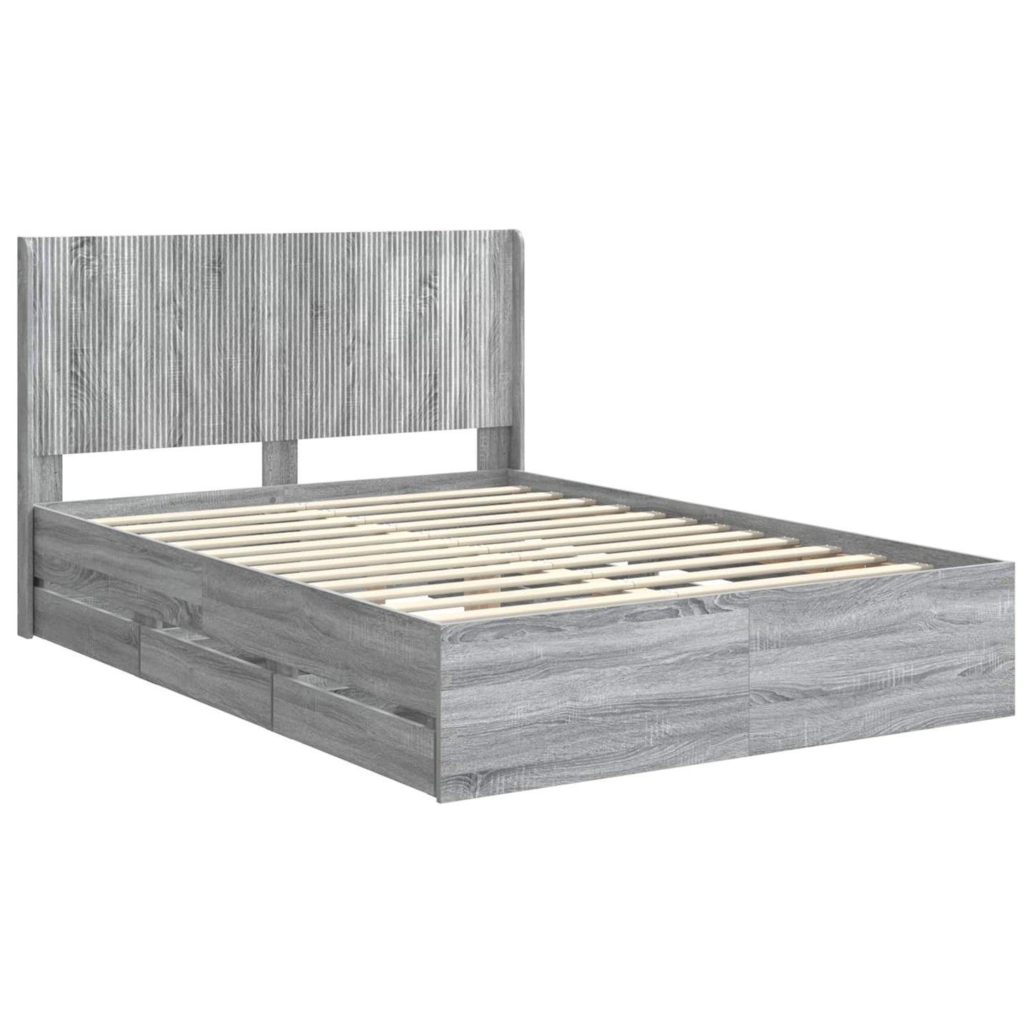 vidaXL Bed Frame with Storage and Headboard Grey Sonoma 150 x 200 cm 4