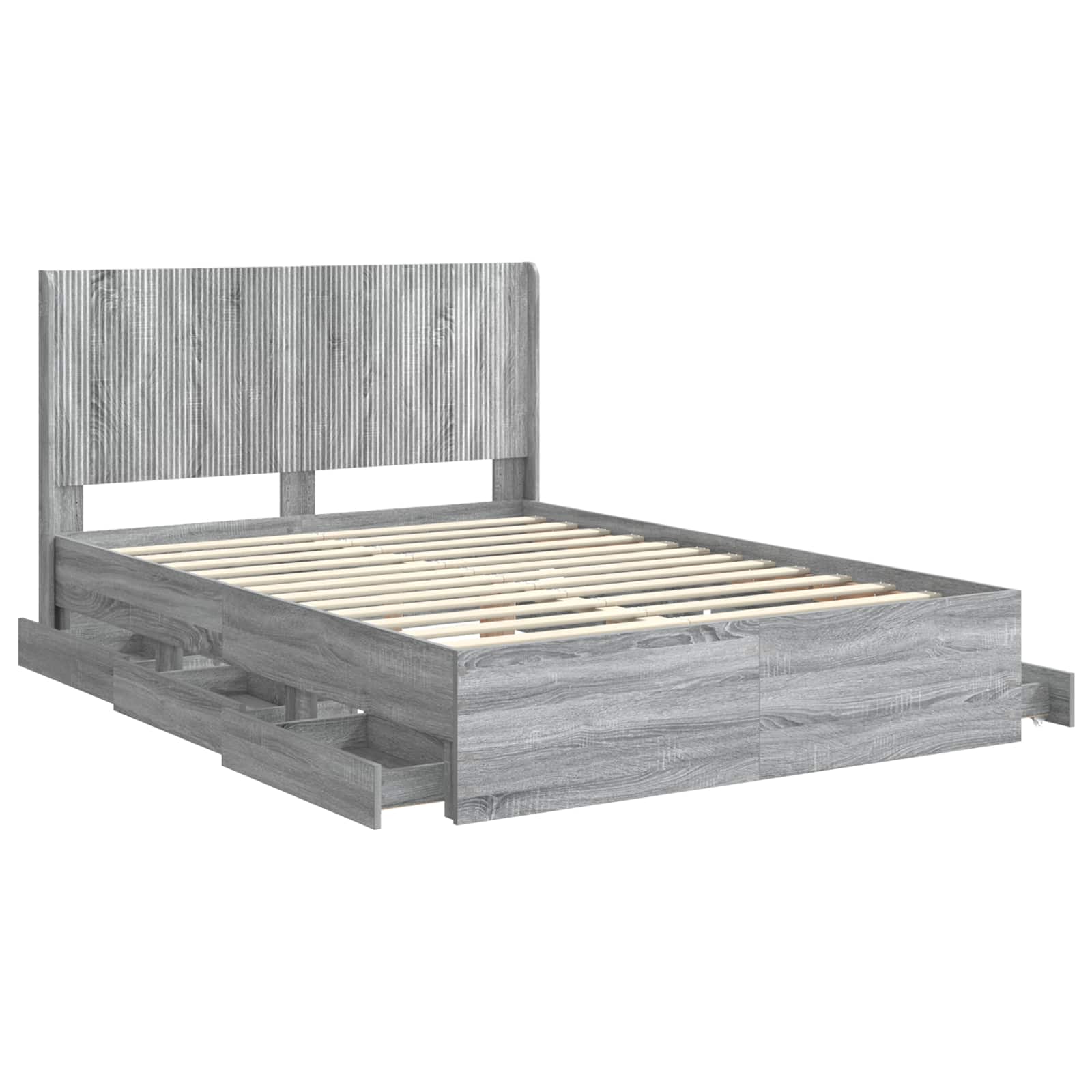 vidaXL Bed Frame with Storage and Headboard Grey Sonoma 150 x 200 cm 5
