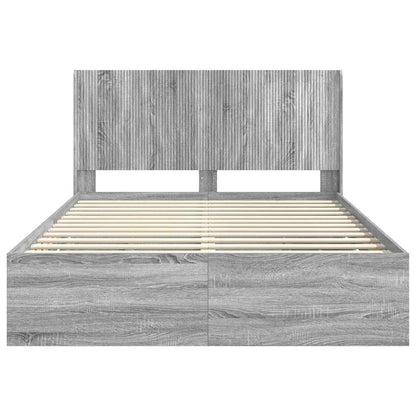 vidaXL Bed Frame with Storage and Headboard Grey Sonoma 150 x 200 cm 6