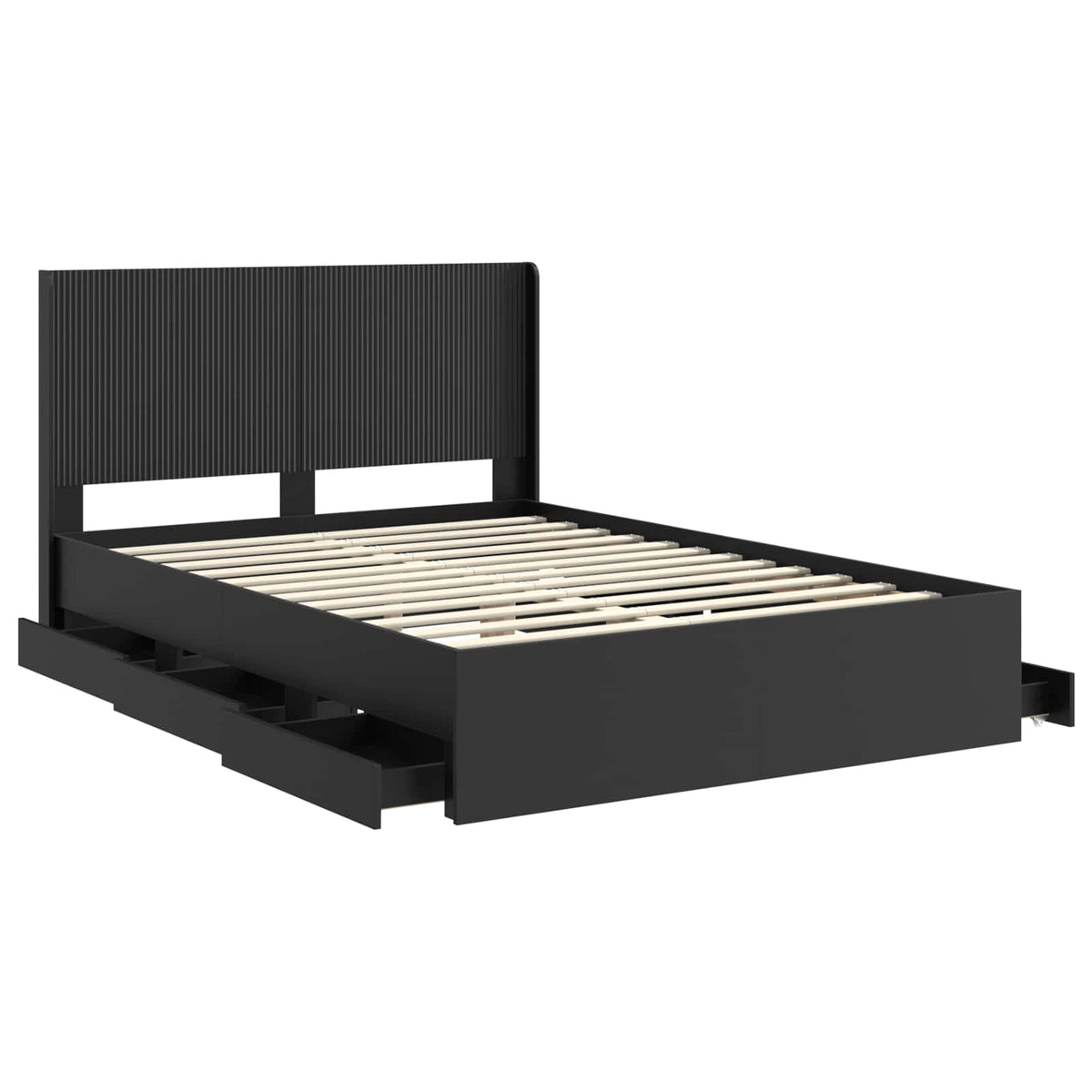 vidaXL Bed Frame with Storage and Headboard Black 140 x 200 cm 5