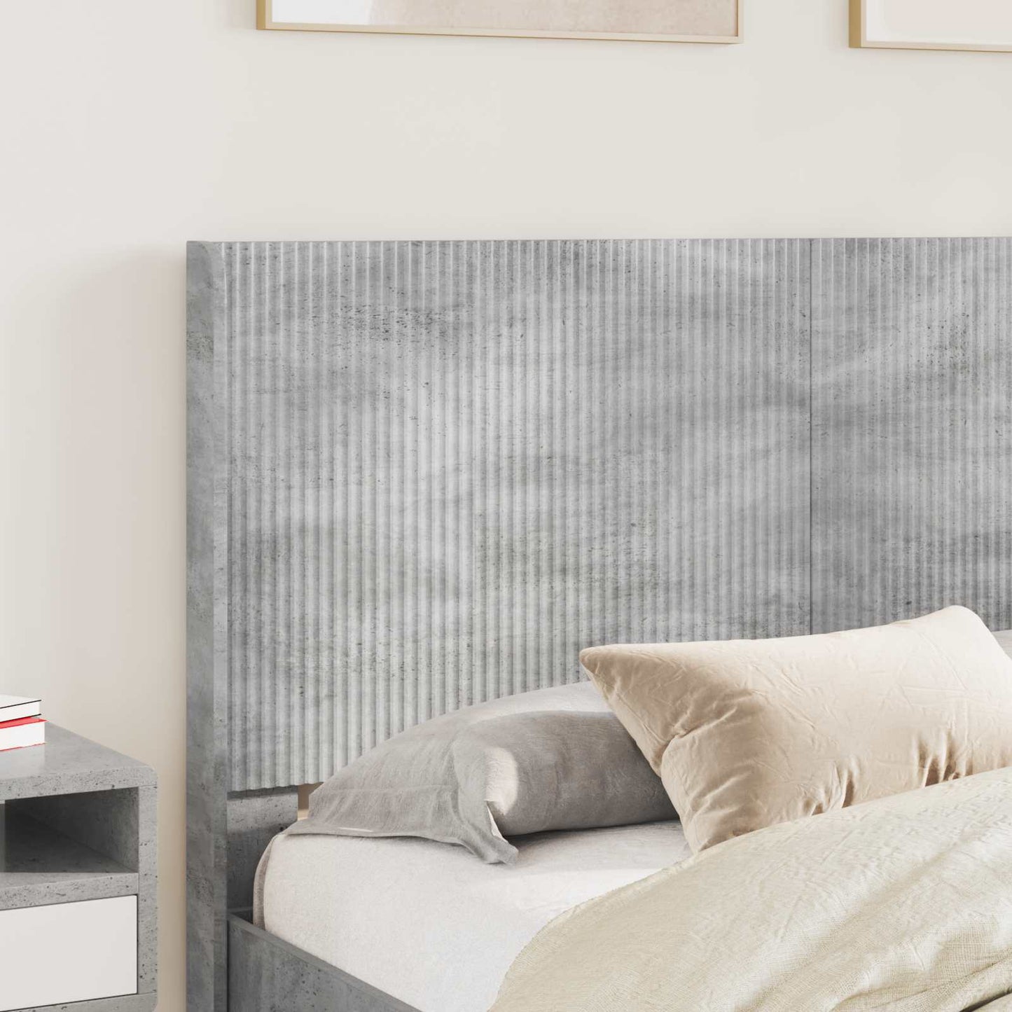 vidaXL Bed Frame with Storage and Headboard Concrete Grey 140 x 200 cm 3