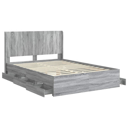 vidaXL Bed Frame with Storage and Headboard Grey Sonoma 140 x 200 cm 5