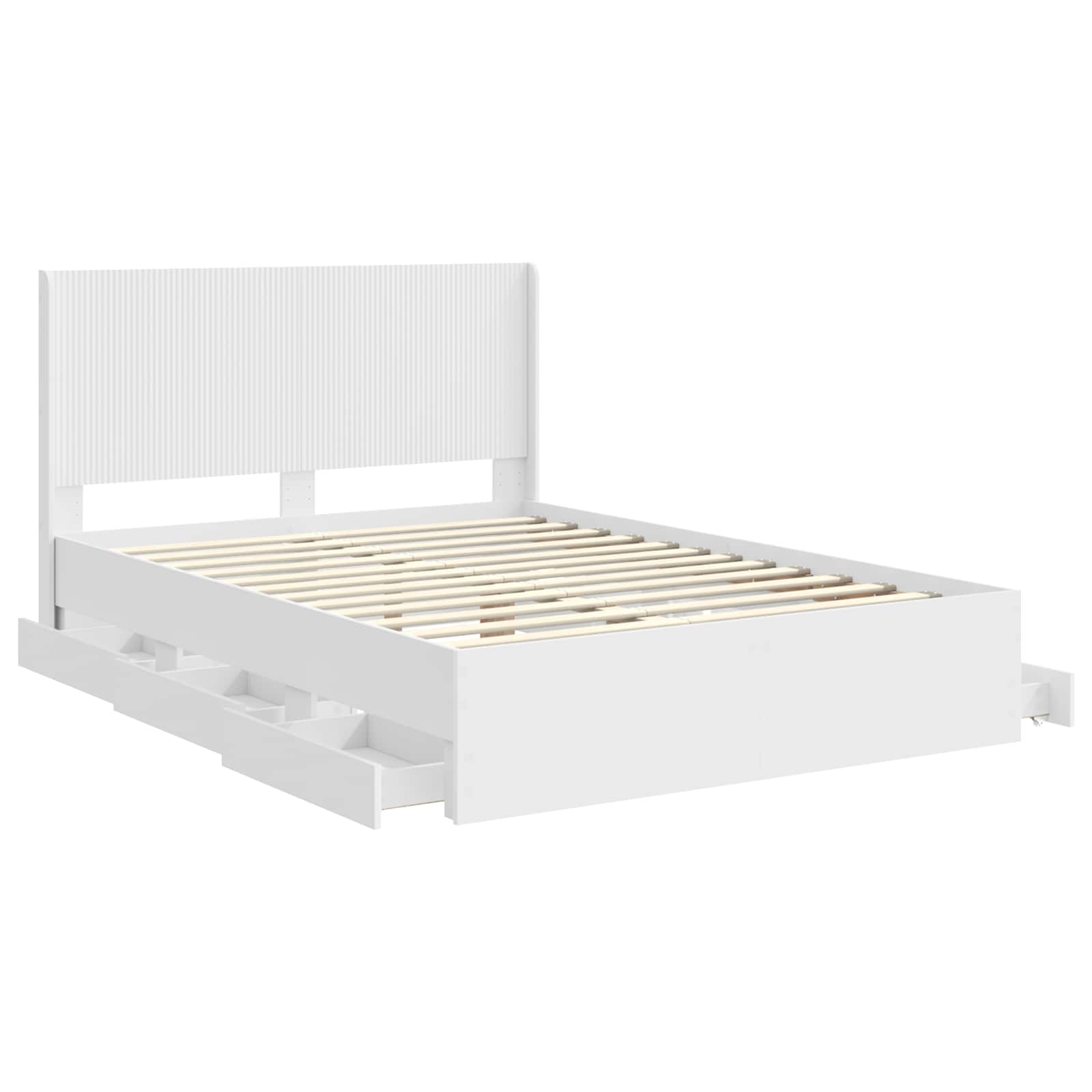 vidaXL Bed Frame with Storage and Headboard White 140 x 190 cm 5