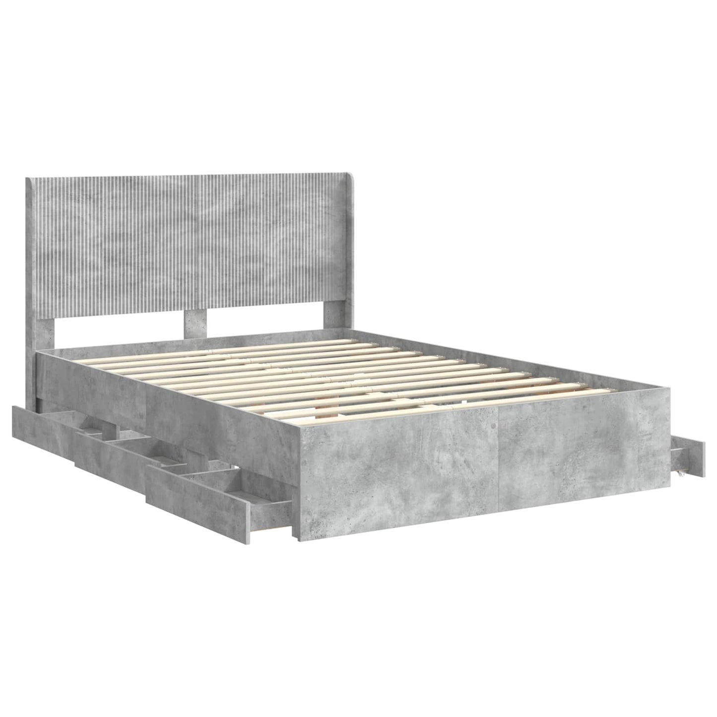 vidaXL Bed Frame with Storage and Headboard Concrete Grey 140 x 190 cm 5