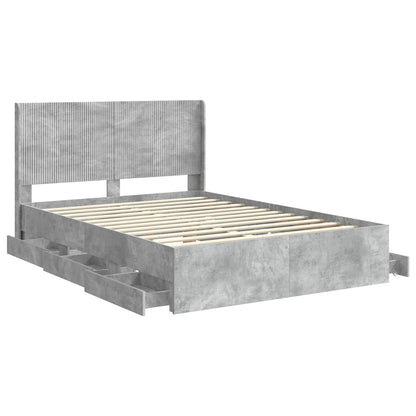 vidaXL Bed Frame with Storage and Headboard Concrete Grey 140 x 190 cm 5