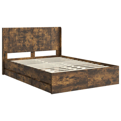 vidaXL Bed Frame with Storage and Headboard Smoked Oak 135 x 190 cm 4