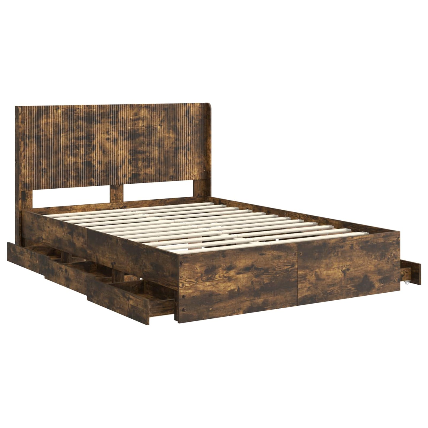 vidaXL Bed Frame with Storage and Headboard Smoked Oak 135 x 190 cm 5
