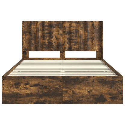 vidaXL Bed Frame with Storage and Headboard Smoked Oak 135 x 190 cm 6
