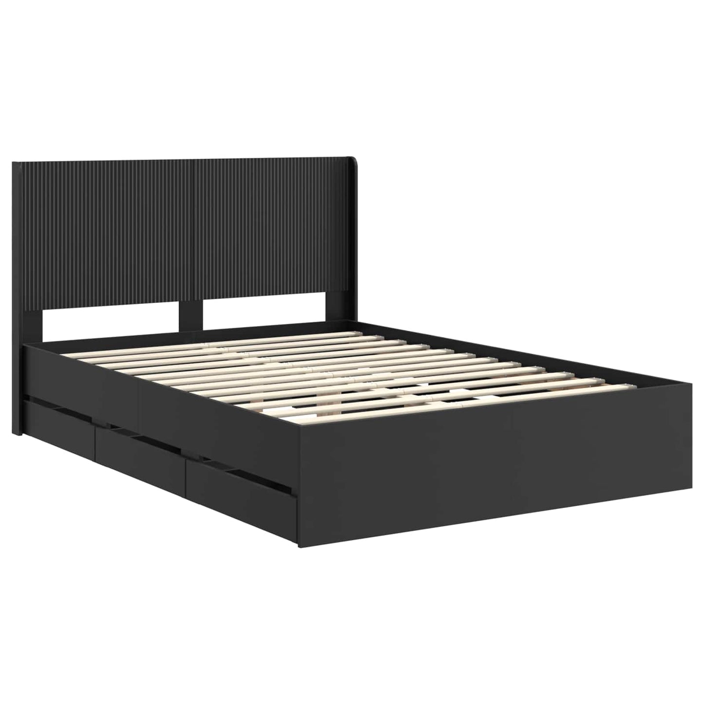 vidaXL Bed Frame with Storage and Headboard Black 120 x 190 cm 4