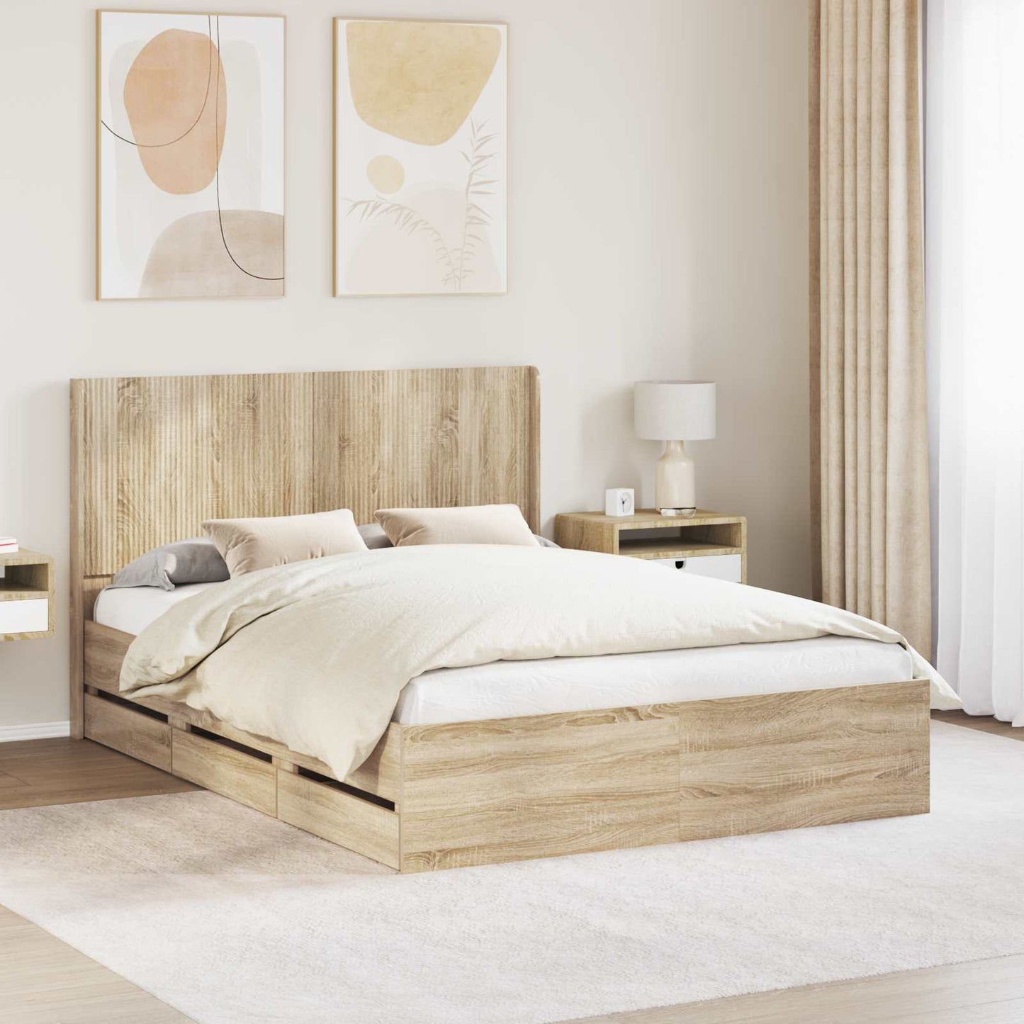 vidaXL Bed Frame with Storage and Headboard Sonoma Oak 120 x 190 cm 1