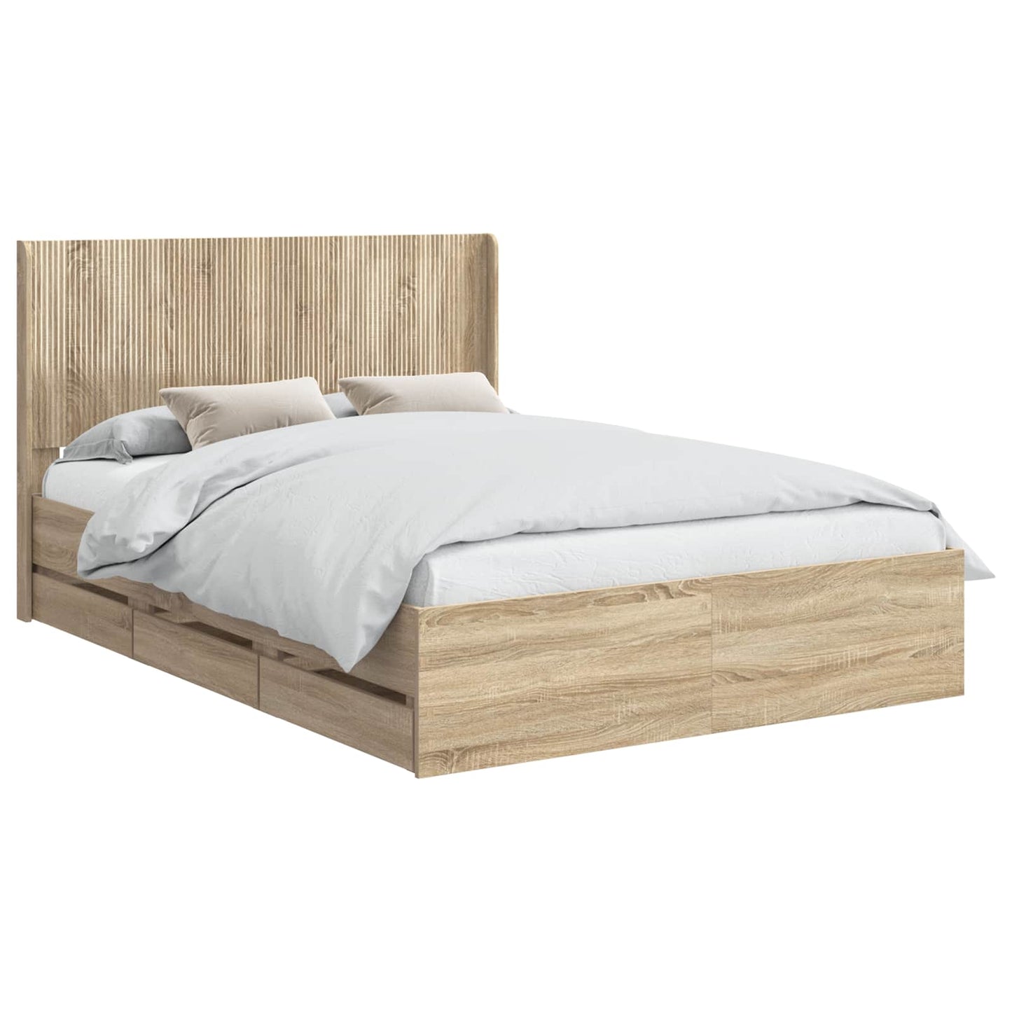 vidaXL Bed Frame with Storage and Headboard Sonoma Oak 120 x 190 cm 2