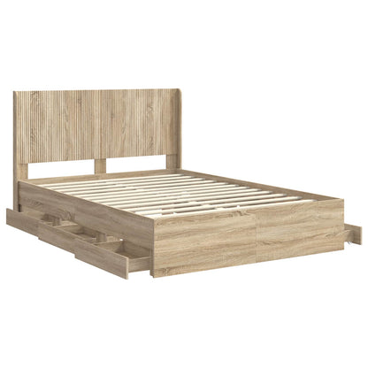 vidaXL Bed Frame with Storage and Headboard Sonoma Oak 120 x 190 cm 5