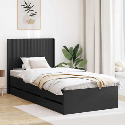 vidaXL Bed Frame with Storage and Headboard Length 200 cm Black