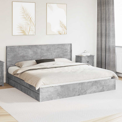 Bed Frame with Storage and Headboard Length 200 cm Concrete Grey 200 cm