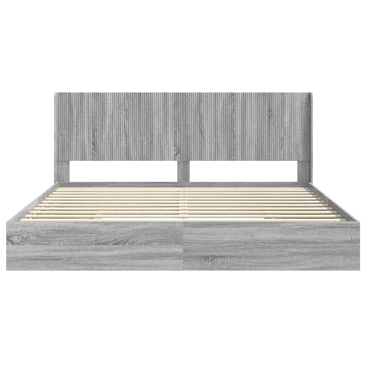 vidaXL Bed Frame with Storage and Headboard Grey Sonoma 200 x 200 cm 5