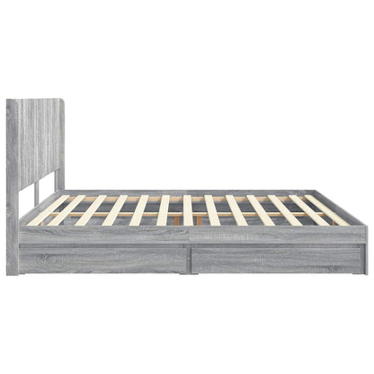 vidaXL Bed Frame with Storage and Headboard Grey Sonoma 200 x 200 cm 6