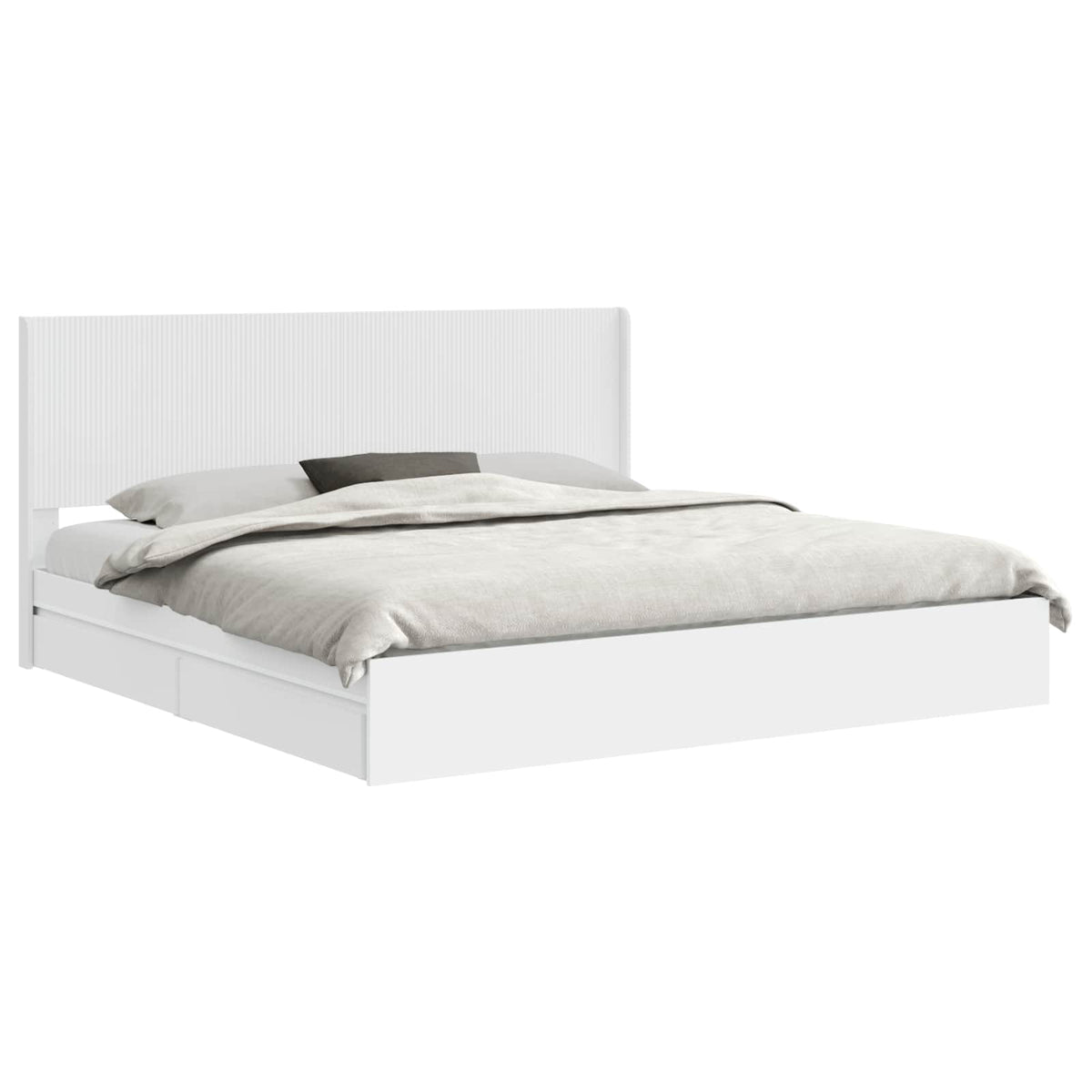 Bed Frame with Storage and Headboard Length 200 cm White 180 cm